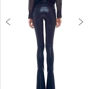 BNWT Norma Kamali Spat Leggings. Black foil leather.